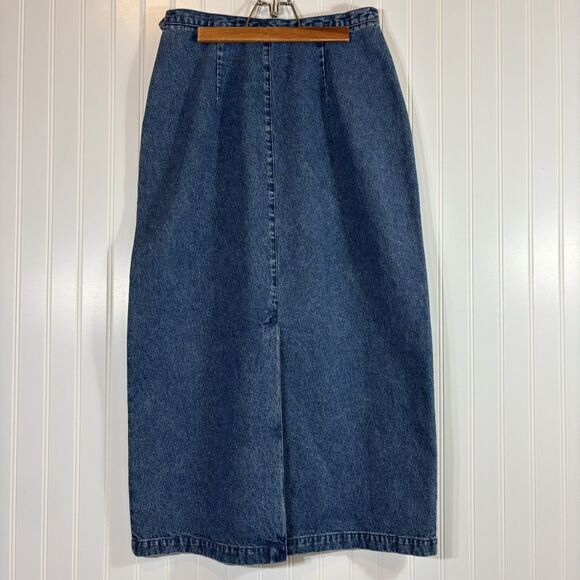 Vintage Y2K Denim Maxi Skirt Size 8 Western Ranch Festival Blue Prairie 90s Norm - Picture 2 of 12